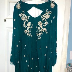 Free People Long Sleeve Green Dress